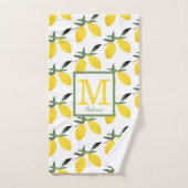 Yellow Lemon Citrus Monogram Badhandtuch Set (Handtuch)
