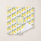 Yellow Lemon Citrus Monogram Badhandtuch Set (Waschlappen)