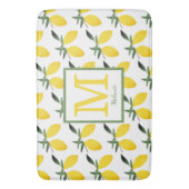 Yellow Lemon Citrus Monogram Name Badematte (Vorderseite Vertikal)