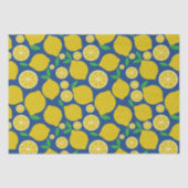 Yellow Lemon Citrus Muster auf Blue Seidenpapier (Vorderseite)