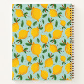Yellow Lemon Citrus Muster auf grüner Vintager Notizblock (Rückseite)
