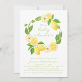 Yellow Lemon Citrus Stripes Unisex Kinderdusche Einladung (Vorderseite)