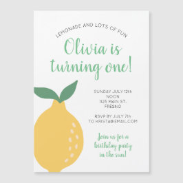 Yellow Lemon Erster Geburtstag eines Geburtstags Magnetkarte