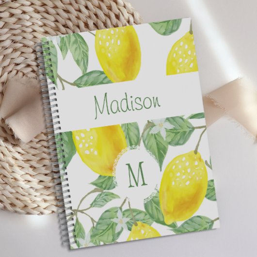 Yellow Lemon Frucht Fun Trendy Monogram Planer