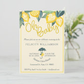 Yellow Lemon frucht Tree Baby Dusche Einladung (Stehend Vorderseite)
