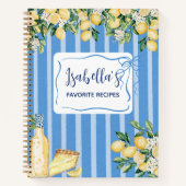 Yellow Lemon Frucht und Blauer Streifen Rezept Buc Notizblock (Vorderseite)