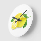 Yellow Lemon Frucht Wasserfarbe Sommerzitrus Runde Wanduhr (Winkel)