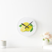 Yellow Lemon Frucht Wasserfarbe Sommerzitrus Runde Wanduhr (Zuhause)