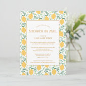 Yellow Lemon Fruit Foliage Baby Dusche mit Mail Einladung (Stehend Vorderseite)