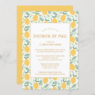 Yellow Lemon Fruit Foliage Baby Dusche mit Mail Einladung