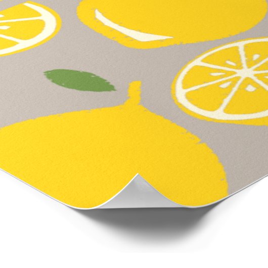 Yellow lemon fruit pattern poster (Ecke)