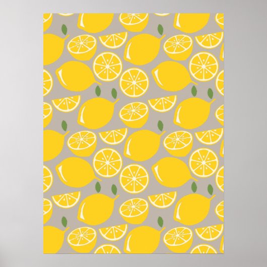 Yellow lemon fruit pattern poster (Vorne)