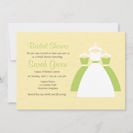 Yellow Lemon Green Custom Brautparty lädt ein Einladung (Vorderseite)
