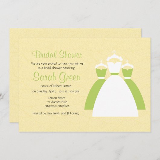 Yellow Lemon Green Custom Brautparty lädt ein Einladung (Vorne/Hinten)