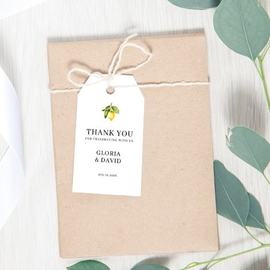 Yellow Lemon Moderne Hochzeit Geschenkanhänger