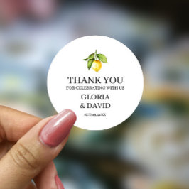 Yellow Lemon Moderne Hochzeit Runder Aufkleber