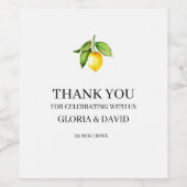 Yellow Lemon Moderne Hochzeit Weinetikett (Einzelnes Label)