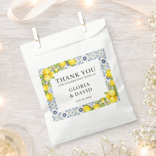 Yellow Lemon Moderne mediterrane Hochzeit Geschenktütchen (Ausgeschnitten)
