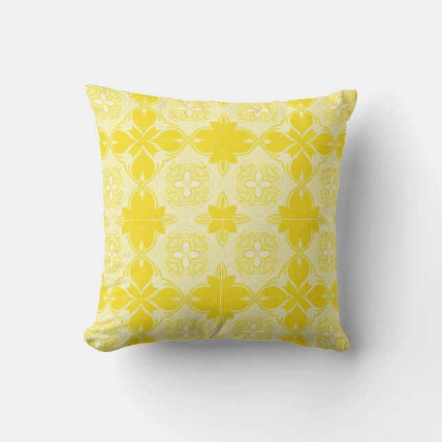 Yellow Lemon Ornamental, Decorative, Pattern Kissen (Vorderseite)