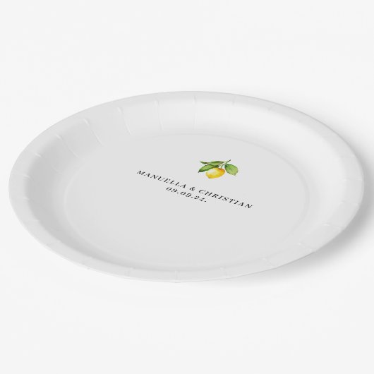 Yellow Lemon Pappteller (Schrägansicht)