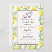 Yellow Lemon Pattern Bridal Tee Einladung (Vorderseite)