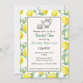 Yellow Lemon Pattern Bridal Tee Einladung