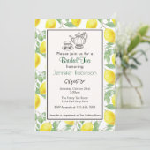 Yellow Lemon Pattern Bridal Tee Einladung (Stehend Vorderseite)