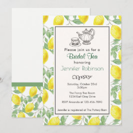 Yellow Lemon Pattern Bridal Tee Einladung