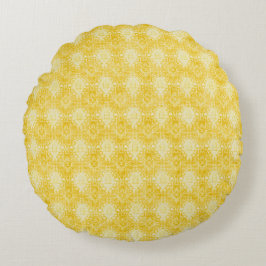 Yellow Lemon Pattern, Modern, Trendy Rundes Kissen