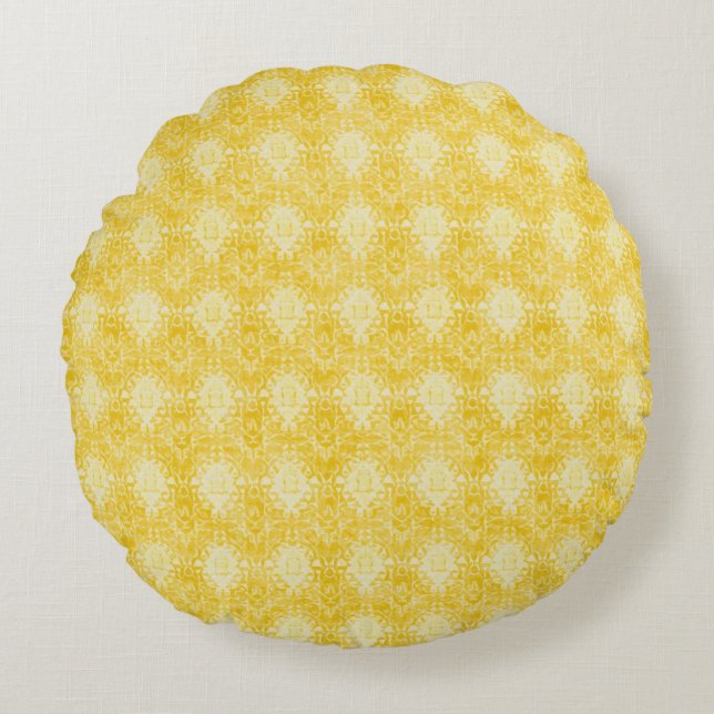 Yellow Lemon Pattern, Modern, Trendy Rundes Kissen (Vorderseite)