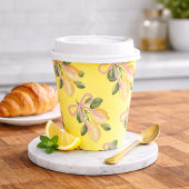 Yellow Lemon Pink Ribbon Baby Shower Pappbecher