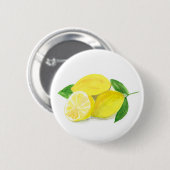 Yellow Lemon Print Art Frucht Aquarell Button (Vorne & Hinten)