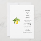 Yellow Lemon QR Code Hochzeitseinladung Einladung (Vorderseite)