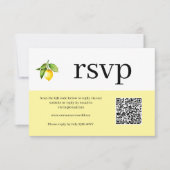 Yellow Lemon QR Code RSVP Card (Vorderseite)