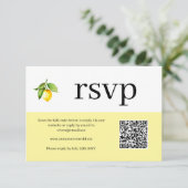 Yellow Lemon QR Code RSVP Card (Stehend Vorderseite)
