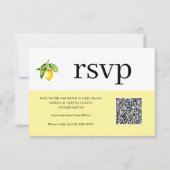 Yellow Lemon QR Code RSVP Card Karte (Vorderseite)