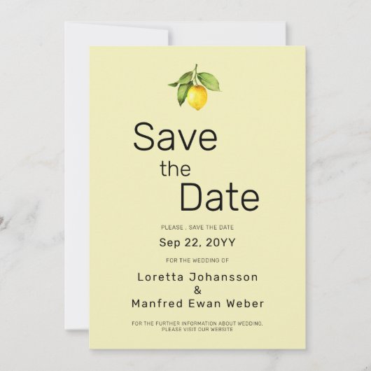 Yellow Lemon Save The Date (Vorderseite)