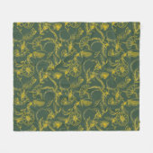 Yellow Lemon Sketch auf Dunkelgrün Fleecedecke (Vorderseite (Horizontal))