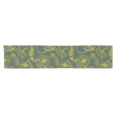 Yellow Lemon Sketch auf Dunkelgrün Kurzer Tischläufer (Horizontal)