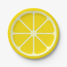 Yellow Lemon Slice Fun Summer Citrus Papierplatte