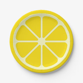 Yellow Lemon Slice Fun Summer Citrus Papierplatte Pappteller