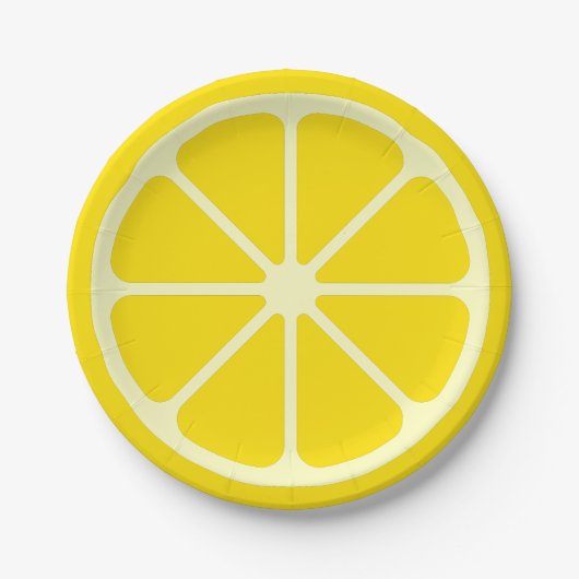 Yellow Lemon Slice Fun Summer Citrus Papierplatte Pappteller (Vorderseite)