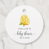 Yellow Lemon Summer Baby Dusche Geschenkanhänger (Vorderseite)