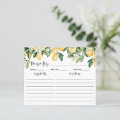 Yellow Lemon Tree Cooking Rezeptkarte (Stehend Vorderseite)