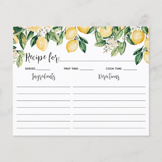 Yellow Lemon Tree Cooking Rezeptkarte (Vorderseite)