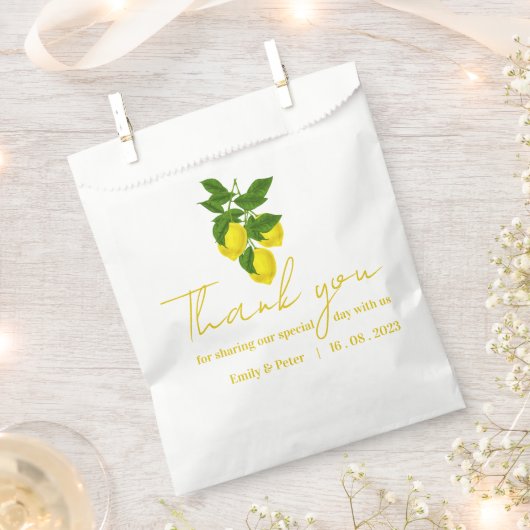 Yellow Lemon Vielen Dank Bright Citrus Wedding Par Geschenktütchen (Ausgeschnitten)
