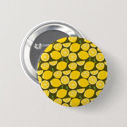 Yellow Lemon Wallpaper Pattern Sommer Button (Vorne & Hinten)