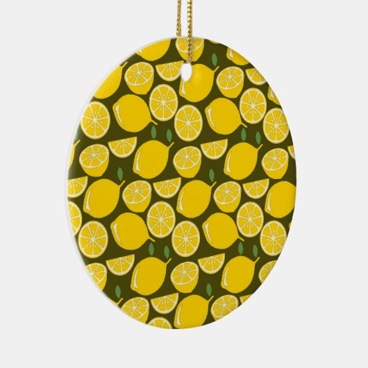 Yellow Lemon Wallpaper Pattern Sommer Keramik Ornament (Rechts)