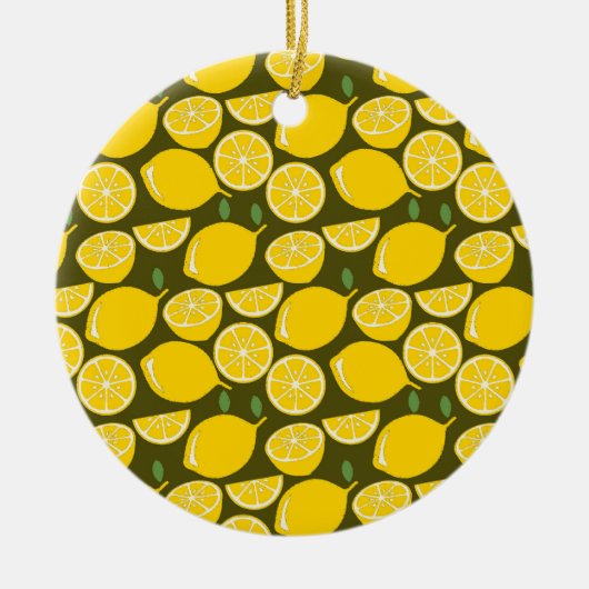 Yellow Lemon Wallpaper Pattern Sommer Keramik Ornament (Vorne)