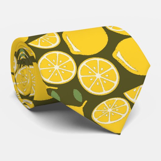 Yellow Lemon Wallpaper Pattern Sommer Krawatte (Gerollt)
